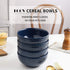 KOOV 24 Ounce Soup Bowl Set, Porcelain Cereal Bowls Microwave And Dishwasher Safe, Kitchen Bowls For Oatmeal Breakfast, Chip, Rice, Ceramic Bowls Set of 4 (Embossed Blue)