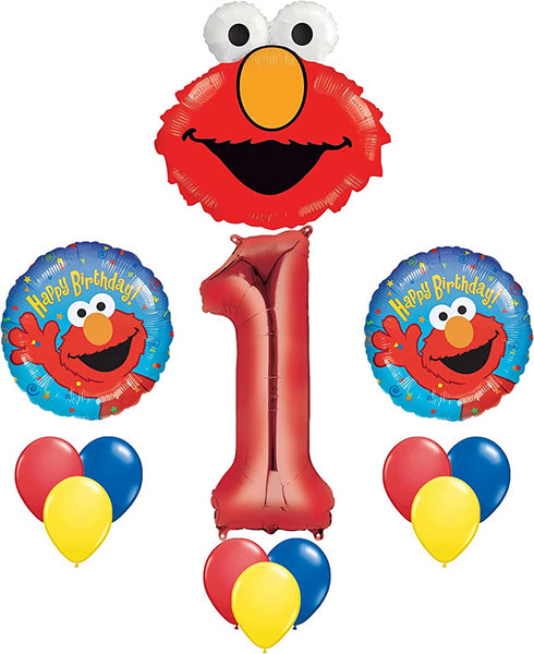 Elmo Sesame Street #1 1st First Birthday Party Supply Balloon Mylar Latex Set