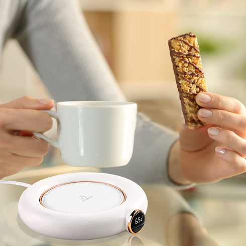Coffee Mug Warmer, Coffee Warmer for Desk Auto Shut Off USB, Electric Beverage Warmer with Three Temperature Settings for Coffee,Cocoa,Tea,Milk (White)