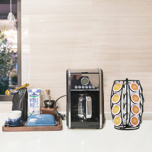 Allhercom K Cup Holder Carousel K Cups Coffee Pod Holder Storage for Counter Kcup Organizer, Hold 20 Coffee Pods, Black