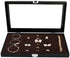 JackCubeDesign Jewelry Ring Display Organizer Storage Box Case Tray Holder with 72 Slot Ring Display(Black, Inside Brown Velvet, 14.7 x 8.3 x 1.97 inches)-:MK248B
