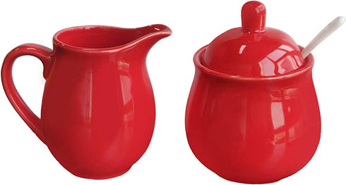 Ceramic Colorful Creamer and Sugar Set with Lid Spoon, Coffee Serving Set