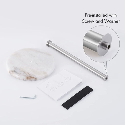 KES Paper Towel Holder Kitchen Standing Paper Towel Roll Holders with Natural Marble Base for Standard or Jumbo-Sized Rolls Brushed Finish, KPH100-2