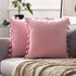 MIULEE Pack of 2 Velvet Soft Solid Decorative Throw Pillow Cover with Tassels Fringe Boho Accent Cushion Case for Valentine's Day Couch Sofa Bed 20 x 20 Inch Bright Pink