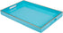 MAONAME Blue Serving Tray with Handles, Modern Decorative Tray for Coffee Table, Plastic Rectangular Tray for Ottoman, Bathroom, Decor, 15.75? x 10.2? x1.57