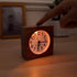 Navaris Wood Analog Alarm Clock - Square Battery-Operated Non-Ticking Clock with Snooze Button and Light - Dark Brown