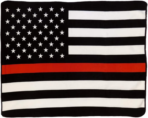Infinity Republic - Thin Red Line Soft Fleece Throw Blanket - 50x60 Perfect for Living Rooms, bedrooms, Kids' Rooms, Outdoors!