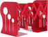 Homend Bookends Metal Iron Adjustable Books Holder Stand Desk Heavy Duty Nonskid Bookend (Red, Large)