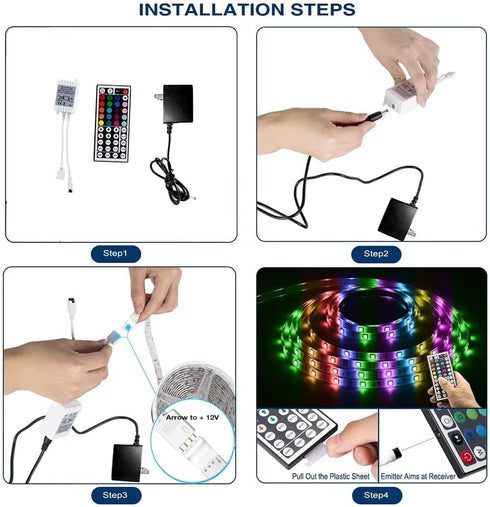 DAYBETTER Led Strip Lights 16.4ft Waterproof Color Changing Led Lights with Remote Controller
