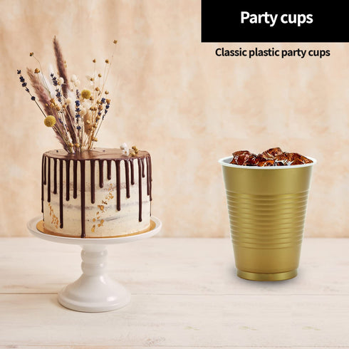 Hanna K. Signature Collection 50 Count Plastic Cup, 18-Ounce, Gold