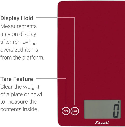 Escali 157R2 Arti Glass Digital LCD Display Kitchen, Office, Baking, Herb Scale w/Nutrition and Calorie Counting Feature, 15lb Capacity, Poppin' Pink