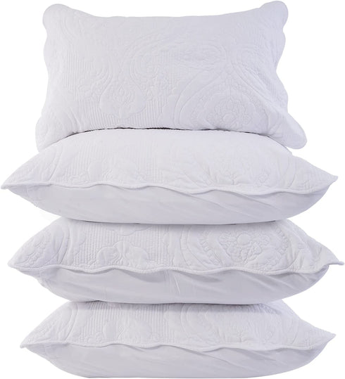 BOSOWOS Queen Pillowcases Set of 2, White Ruffles Embroidered Pillow Cases 20 x 30 Inch, Soft Breathable Microfiber Decorative Pillow Shams 2 Pack with Envelope Closure Fit Home Bed Sheet Sleeping