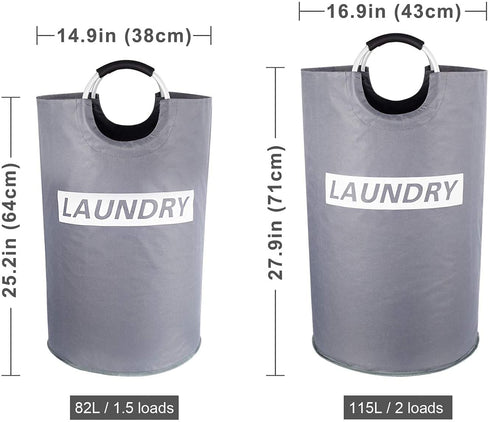 Lifewit 82L Large Laundry Basket Collapsible Clothes Hamper Durable Oxford Fabric Portable Folding Laundry Bin for Bedroom, Laundry Room, Closet, Bathroom, College, Grey