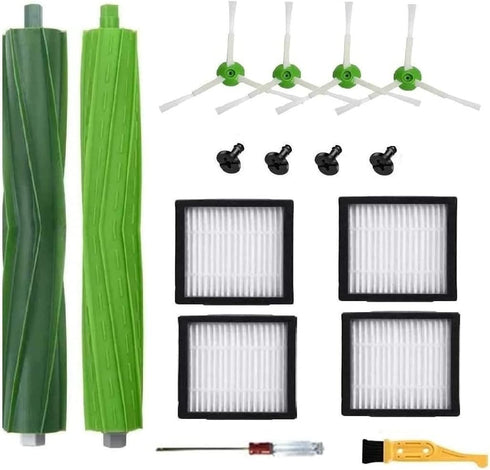 Replacement Parts accessories Compatible for iRobot Roomba i3 i3+ i4 i6 i6+ i7 i7+ i8 i8+/Plus E5 E6 E7 I,E &J Series Vacuum Cleaner,1 Set Multi-Surface Rubber Brushes 4 HEPA Filters & 4 Side Brushes