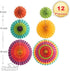 PMLAND Paper Fan for Fiesta Cinco De Mayo Festival Party Hanging Decoraci³n 12 Pieces in 6 Assorted Styles