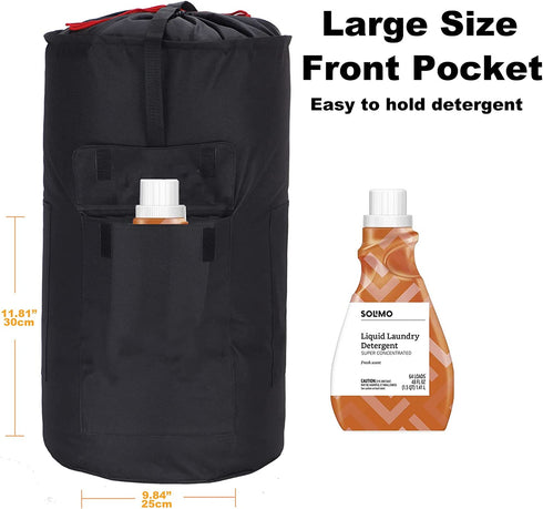 Laundry Bag Backpack for College Students, 100L Large Laundry Bag with Padded Shoulder Straps, 5 Storage Pockets, 1 Mesh Wash Bag, Portable Sturdy Laundry Bag with Handle, Hanging Dorm Backpack Black