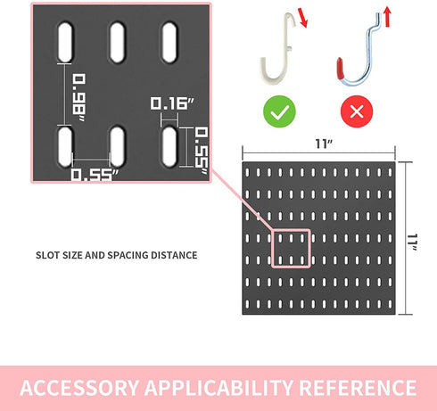 JoyBHole Pegboard Combination Kit and 11 Accessories(Shelf Hook Brackets Clips)No Punching for Garage Kitchen Living Room Bathroom office 22"x11",Pegboard Wall Organizer (Upgraded)