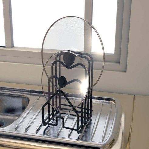 Cutting Board Rack Holder Chopping Board Organizer Stand Kitchen Pot Pan Lids Rack Organizer Flat Steel 4.92?x5.72?x8.46? (Black)