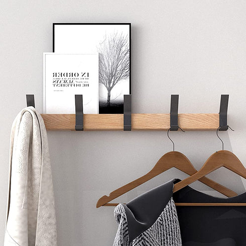 KooNiosio Coat Hook Rack Wall Mounted Coat Rack-5 Double Hook,Aluminum,Metal Coat Hook Rail for Coat Hat Towel Robes, Wooden Coat Hooks (Black)