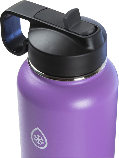 Thermoflask Double Stainless Steel Insulated Water Bottle with Two Lids, 18 oz, Plum