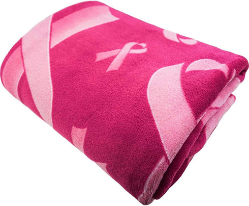 Infinity Republic Pink Ribbon (Pink) Breast Cancer Awareness Super Plush Blanket - 50x60 Soft Throw Blanket - Perfect for Cuddle Season!