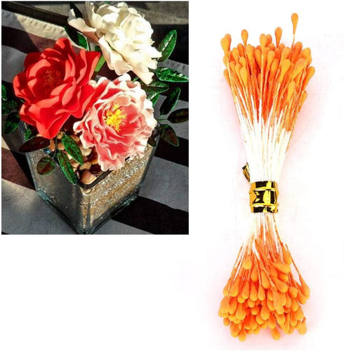 1800Pcs Flower Stamen, 1mm Matt Pearl Double Heads Flower Stamens Mix Color Flower Pistils Headwear Accessories