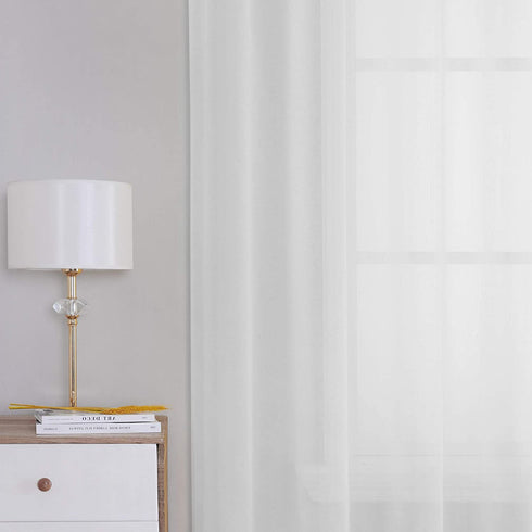 Pure White Sheer Curtain Panels 63 inches Long - 2 Panels Top Grade Gauze Grommet Solid Texture Soft Voile Window Drapes for Bedroom Living Room(38 Wide x 63-inch Length)