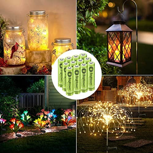 12-Pack Rechargeable AAA Batteries Pre-Charged, NiMH 1.2V 600mAh Triple A Solar Batteries for Solar Lights and Universal Household Devices, Recharge up to 1200 Cycles, UL Certified - 12 Count