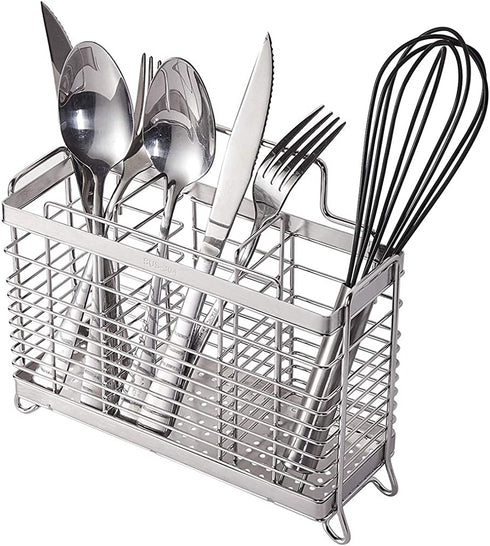 Utensil Holder Sink Caddy Sponge Holder with 3 Divided Compartments, Sturdy 304 Stainless Steel, Rust Proof