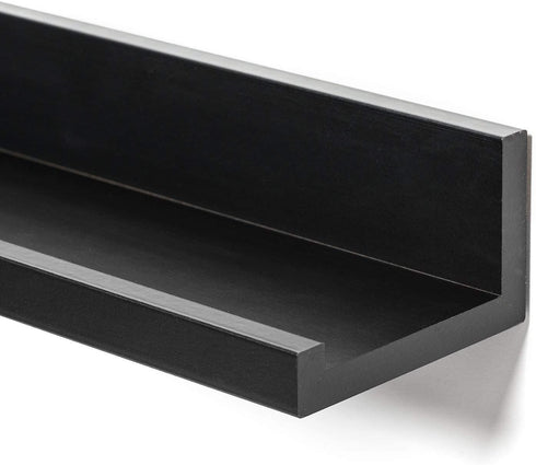 Americanflat 14 Inch Floating Shelves for Wall - Black Composite Wood Shelves for Bedroom, Living Room, Bathroom & Kitchen - Wall Mounted - Pack of 3