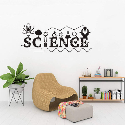 Wall Decal Science Art Chemisty Wall Sticker for School Laboratory Home Decal for Teachers Children Room Decor DW2960 (Black, 17X40inch)