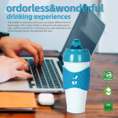 Tumbler丨 Travel Coffee mugs Fast Flow BPA Free Non-Toxic Water bottle with Leak Proof Flip Top Lid Silicone Sleeve and Wide Mouth To Go Coffee Cup Blue 11Oz