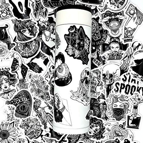 Gothic Stickers, 50 Pcs Goth Vinyl Sticker Pack, Waterproof Skeleton Stickers for Laptops, Water Bottles, Phone Case, Skull Stickers Decals for Teens and Adults