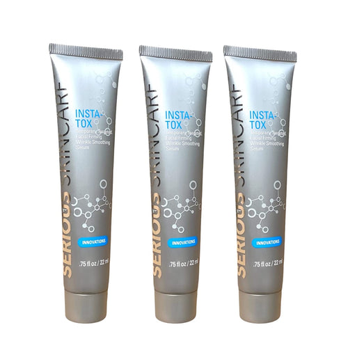 Serious Skincare INSTA-TOX Instant Wrinkle Smoothing Serum TRIO - Improves appearance of Fine Lines & Wrinkles -Temporarily Tightens Skin - Instant Line Filler - Three .75 oz. Tubes (3Pack)