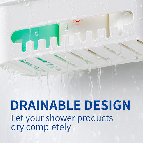 Shower Caddy Suction Cup No Drilling Shower Shelf Removable Wall Mounted Shower Organizer Perfect Shower Storage Waterproof Rustproof Shower Basket for Bathroom & Kitchen - White