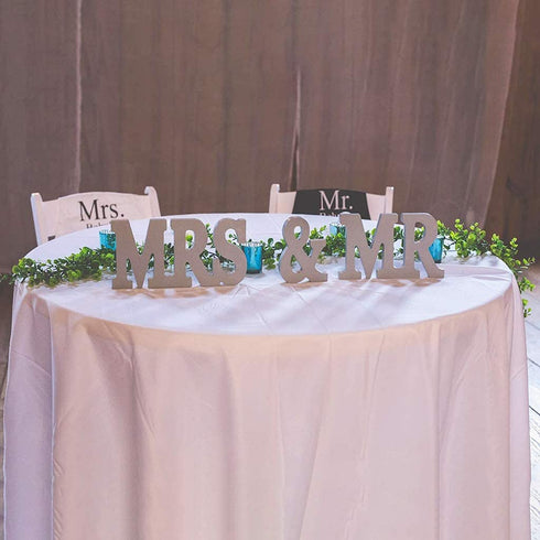 IronBuddy Mr Mrs Sign Letters 3D Wooden Letters Decoration Wooden Mr and Mrs Letters for Party Wedding Table Decoration Photo Props (Large, White)