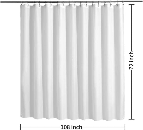 ALYVIA SPRING Extra Wide Fabric Shower Curtain Liner Waterproof - 108" x 72", Soft & Lightweight Wide Shower Curtain with Magnets, Machine Washable - 108x72, White