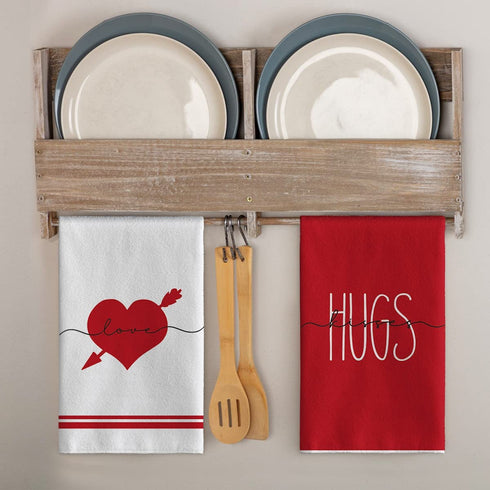 Artoid Mode Stripes Cupid Arrow Love Heart Hugs Kisses Be Mine Better Together Valentine's Day Kitchen Towels, 18 x 26 Inch Ultra Absorbent Drying Cloth Dish Towels for Cooking Baking Set of 4