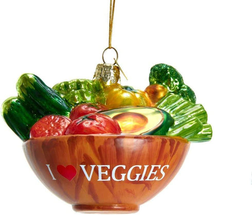 Kurt Adler Noble Gems Vegetable Bowl Glass Ornament