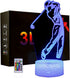 LED Golfer Night Lights,3D Golf Illusion Lamp Bedside Light with USB Cable and Remote Controller Birthday New Year Christmas Gift for Golfers Kids Teenager