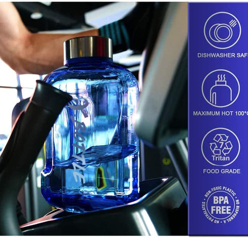 Half Gallon Water Bottle, 84oz Water Bottle BPA Free Dishwasher Safe Hydration with Motivational Time Mark Leak-Proof 2.5L Water Bottle for Camping Workouts