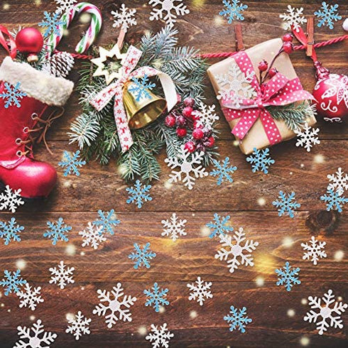 1200Pcs Snowflake Confetti Blue & White Glitter- Winter Wonderland Decor, Blue Snowflake Confetti, Snowflake Party Favors for Kids, Winter Baby Shower Decorations, Christmas Confetti Decor