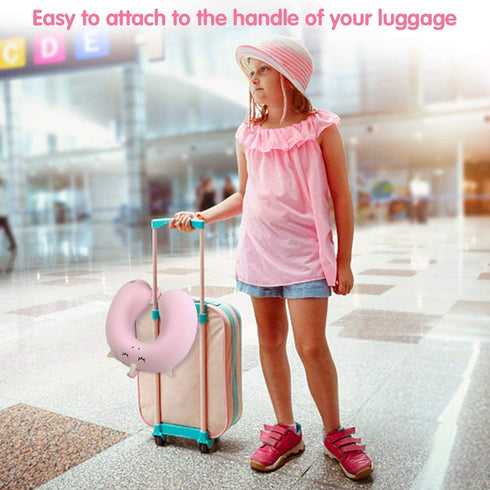 Kids Travel Neck Pillow,Unicorn Memory Foam Pillow with Snap,U-Shaped Airplane Car Flight Head Neck Support Pillow with Washable Cover for Adults Toddler,Gifts for Children,Boys,Girls (Pink)