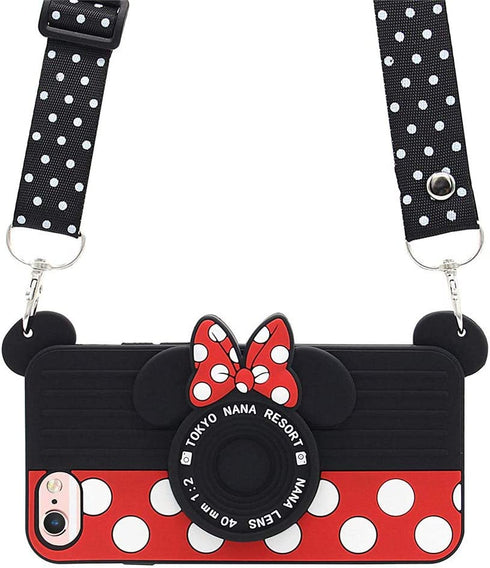for iPhone SE 2020 Case Cute iPhone 8 Case Cute iPhone 7 Case, iPhone 6S Case iPhone 6 Case Cute 3D Cartoon for Minnie Camera Cover Teens Girls Women Silicone Phone Case iPhone SE 2020 8 7 6S (4.7")