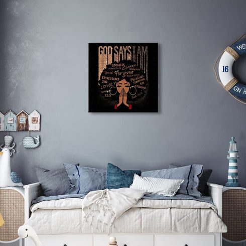 Black Art Paintings for Wall Afro Woman African American Portrait Wall Art Black Girl Magic Poster Canvas Printed Paintings for Home Wall Decor Bedroom Bathroom Decorations 16x16inch Unframed
