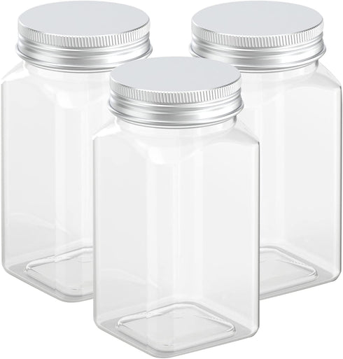 Axe Sickle 12 Ounce Clear Plastic Jars Storage Containers With Lids For Kitchen & Household Storage Airtight Container 3 PCS
