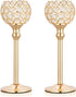 Hossejoy 2 PCS Candle Holders, Crystal Candlestick Holders for Tables Dining Halloween Christmas Anniversary Wedding Decoration, Fit Best with Flameless LED Tea Light Candles (Gold)