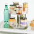 mDesign 2 Tier Lazy Susan Turntable Food Storage Container for Cabinets, Pantry, Fridge, Countertops - Raised Edge, Spinning Organizer for Spices, Condiments - 9" Round - Clear/Chrome