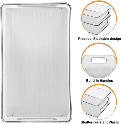 MLTS Fridge organizer | Stackable Storage Bins Clear Plastic Pantry Rack Refrigerator Kitchen Cabinet Frozen pod dividers Mini can holder Food Safe Multiple Use Pack of 2