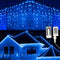Brizled Blue Icicle Lights, 29ft 360 LED Icicle Christmas Lights, 8 Modes Curtain Fairy Lights with 60 Drops, Clear Icicle Twinkle Lights with Remote for Indoor Outdoor Christmas Wedding Holiday Decor